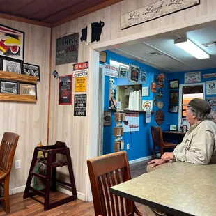 a woman sitting at a table