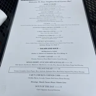 menu