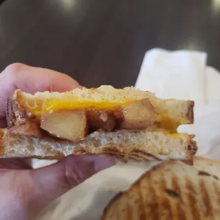 Inside apple cheese panini