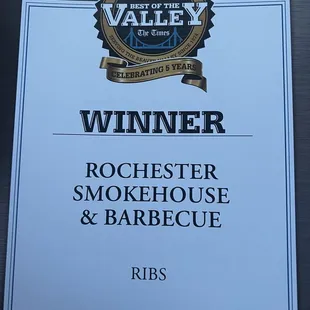 Best Ribs in the valley 2022.