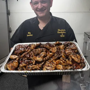 Fresh smoked and grilled whole chicken wings