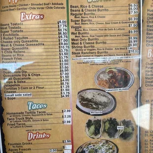 menu and prices