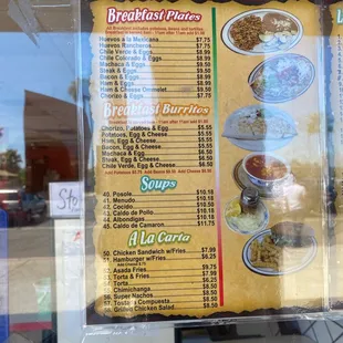 menu and prices