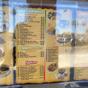 menu and prices