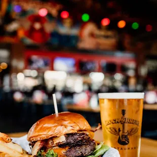 a burger and fries