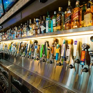 Full bar with an impressive selection of liquors and rare bourbons, 48 beers on tap, and an expansive wine list