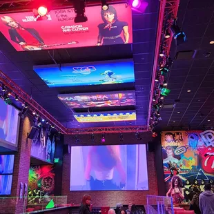 a bar with neon lights