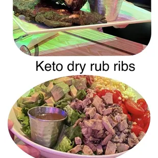 Keto dry rub ribs and California Cobb salad