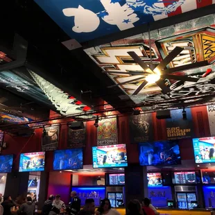 the interior of a bar