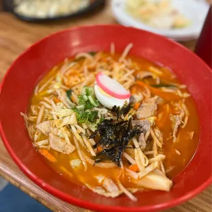 a bowl of soup on a table