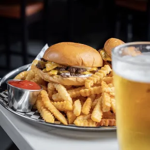Smash burger and fries