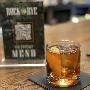 Bourb Reynolds - Bourbon, Cynar, Cherry Herring, ginger syrup and zested with a flamed grapefruit