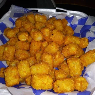 Freshly fried tots from food truck out back. Huge portion for $2