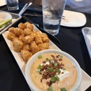 Tots with brewery queso