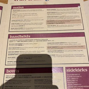 menu