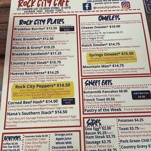 Breakfast menu