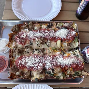 Veggie and Meat-a-Baller split