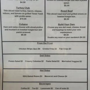 the menu for the lunch