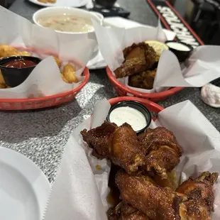 Chicken wings, tots, and mushroom soup special