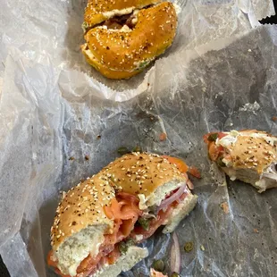 a bagel and a sandwich