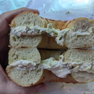 Asiago cheese bagel from Rock Hill Bagels and Deli