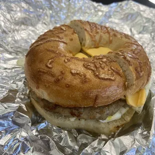 Sausage and egg breakfast sandwich