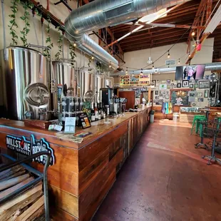 the inside of the brewery