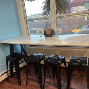 a table with four stools