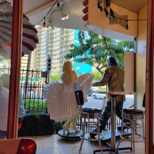 View to the street with Elvis &amp; Marilyn