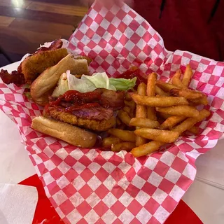 "Magnum PI" Fried Chicken and Bacon Sandwich