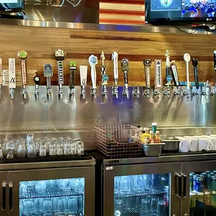 Beers on tap.