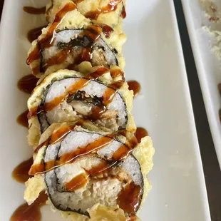 Rose&apos;s Roll - Eel roll. Took home as leftovers, and put in the air fryer the next day, and it was still sooo so good!!!