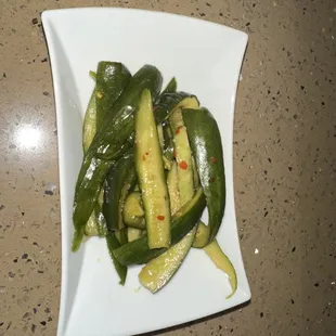 Spicy garlic, cucumber