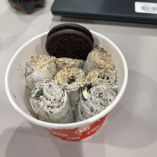 Yummy Mint Oreo with crushed almonds