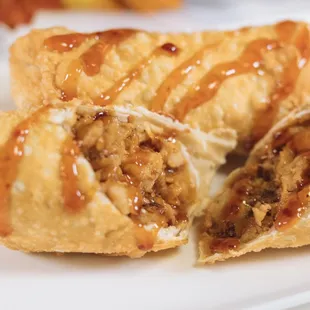 close up of a roll on a plate