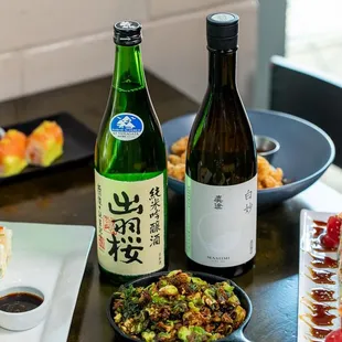 drink, sushi and sashimi