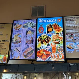 menus and prices on the wall