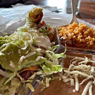 The chicken Flautas Plate was good. Star of the show was the refried beans and rice. And I HATE refried beans!