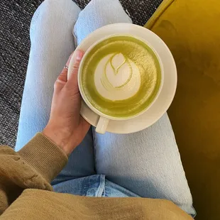 Hot matcha latte