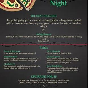 Family pizza night every Saturday from 4-8