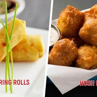 Spring roll, hush puppies
