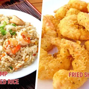 Shrimp fried rice, fried shrimp