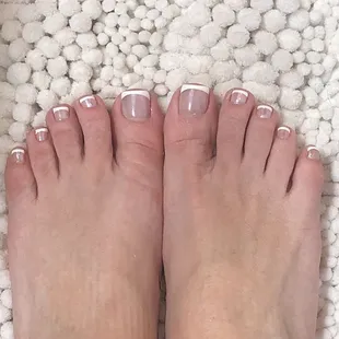French pedicure with chrome over the top