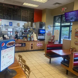 View of front counter and menu