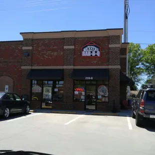 Exterior view...at the end of a gas station