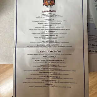 a menu for a mexican restaurant