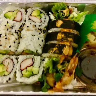 Left-California Roll
 Right-Rock and Roll Maki with Tempura Shrimp and Calamari...August 2020