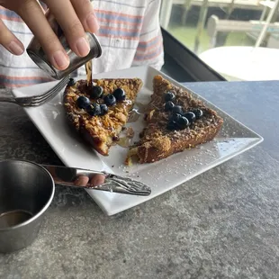 French Toast, Bacon, Syrup &amp; Fruit