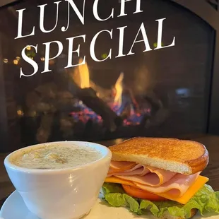 We are letting the cat out of the bag! Our secret menu has a lunch special that includes half a sandwich, and a cup of soup or salad for $13