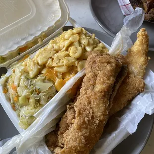 Whiteys with Mac &amp; Cheese, Cabbage